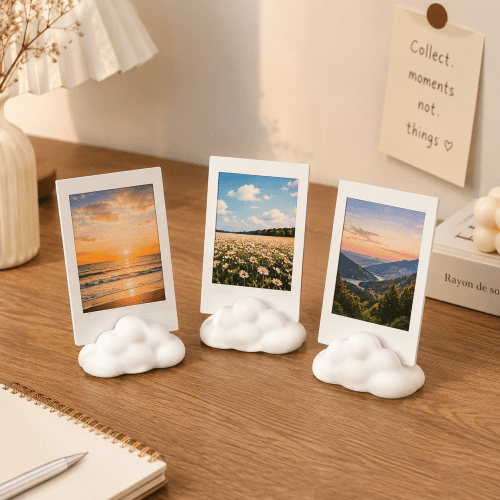 Cloud Polaroid Photo Holder displaying photo prints